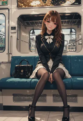Schoolgirl Commuting on Morning Train