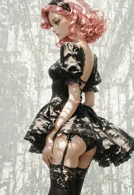 Ethereal Girl in Black Lace