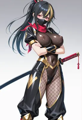 Stealthy Kunoichi with Red Katana