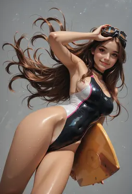 Summer Surfer Girl with Goggles