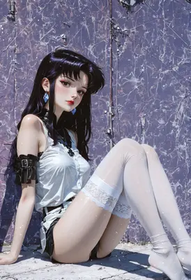 Elegant Brunette Resting Against Textured Wall