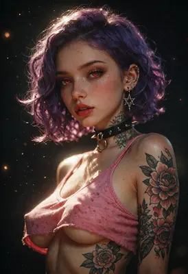 Ethereal Goth Girl with Red Eyes