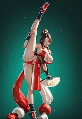 Graceful Kunoichi High Kick Pose