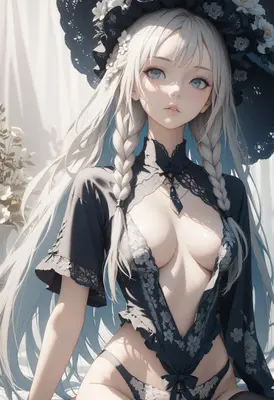 Elegant Silver Haired Beauty in Lace