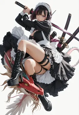 Armored Maid Riding A Dragon