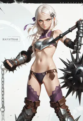 Fierce Warrior with Spiked Flail