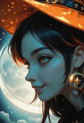 Enchanting Witch Under The Midnight Moon