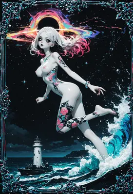 Celestial Entity Over A Dark Ocean