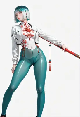 Modern Warrior with Teal Latex Leggings