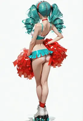 Teal Haired Cheerleader on Roller Skates
