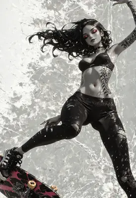 Edgy Skater Girl In Black