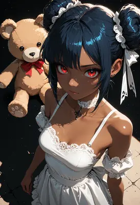 Anime Girl With Teddy Bear Companion