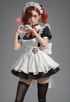 Sweet Maid Making A Heart Gesture