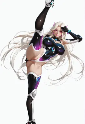 Cybernetic Fighter High Kick Pose