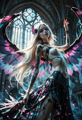 Gothic Angel with Butterfly Wings