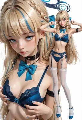 Blue Ribbon Blonde Angel Portrait