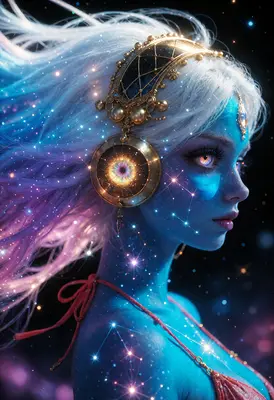 Celestial Being with Cosmic Headphones