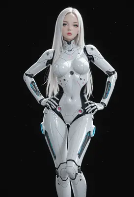 Sleek White Android in Space
