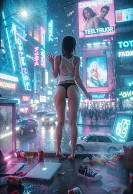 Neon Rain City Night