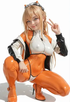 Cybernetic Blonde Girl in Latex Suit