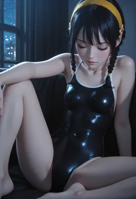 Yor Forger in Shiny Black Swimsuit
