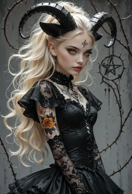 Gothic Succubus with Thorn Halo