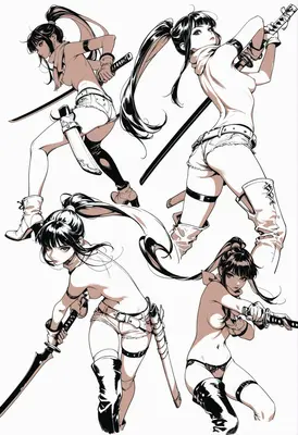 Dynamic Katana Wielding Warrior Study