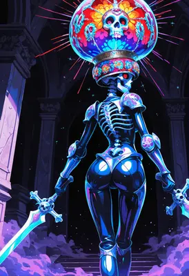Neon Skull Warrior of the Afterlife