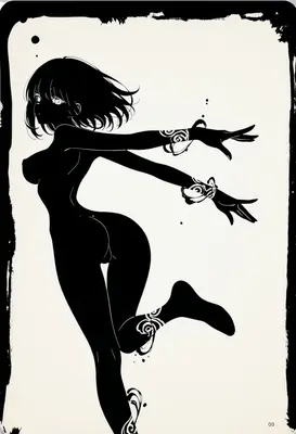 Minimalist Silhouette of a Dancing Girl