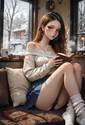 Cozy Winter Reading by the Window