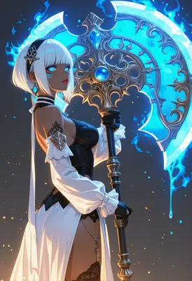 Warrior Maiden with Spectral Blue Axe
