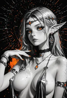 Ethereal Elf with Glowing Amber Eyes