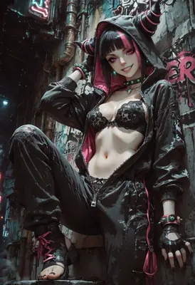 Cyberpunk Rebel in a Neon Alley