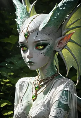 Ethereal Dragon Princess with Cracked Porcelain Skin