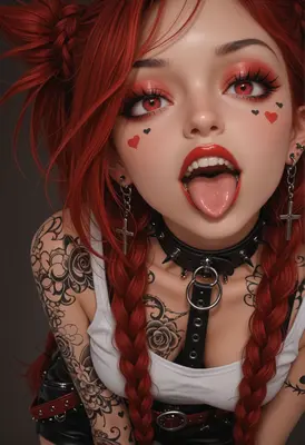 Edgy Punk Girl With Red Braids