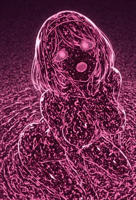Ethereal Neon Pink Anime Silhouette