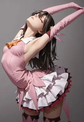 Graceful Idol Stretching in Pink