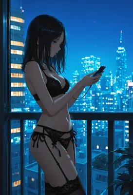Midnight City View with Phone