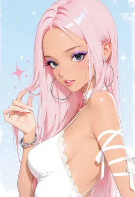 Radiant Beauty With Long Pink Hair