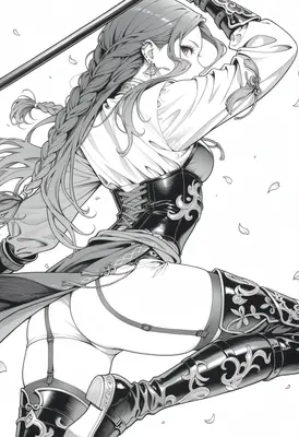 Elegant Swordswoman in Ornamental Armor