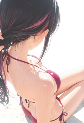 Summer Radiance in Crimson Bikini