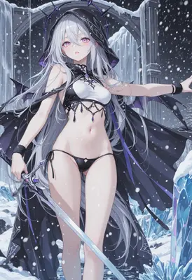 Silver Haired Warrior in Frozen Ruins