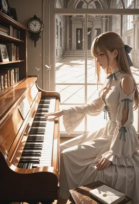 Melody in the Sunlit Library