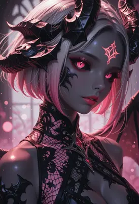 Gothic Succubus with Glowing Eyes