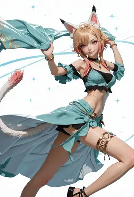 Graceful Fox Girl in Teal