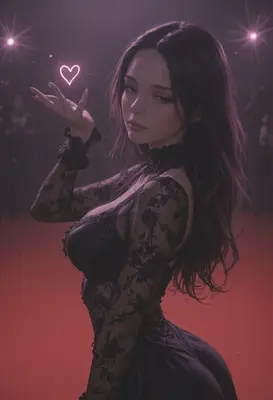 Gothic Beauty with Neon Heart