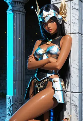Celestial Valkyrie Guarding Ancient Ruins