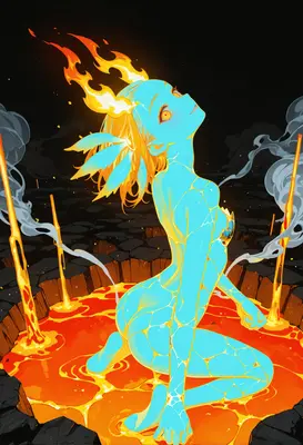 Ethereal Fire Spirit in Molten Pool