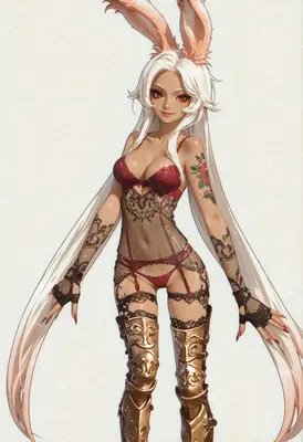 Ethereal Bunny Girl in Ornate Lingerie