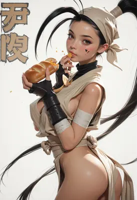 Kunoichi Enjoying a Quick Snack